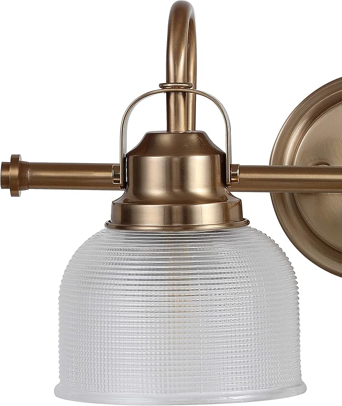 JONATHAN Y 25.25" Brass Gold Modern Bathroom Vanity Light, 3-Light LED Wall Sconce, Clear Glass Bell Shade for Mirror Hallway Kitchen, ETL Listed, LED Bulb Included (JYL7409B)