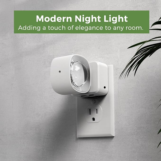 L LOHAS LED Night Light Projector, Night Lights Plug into Wall 3CCT 2 Pack | 2000K/3000K/5000K Adjustable Color Temperature Nightlight, Rotating White Nightlight with Light Sensor for Bathroom, Hallway