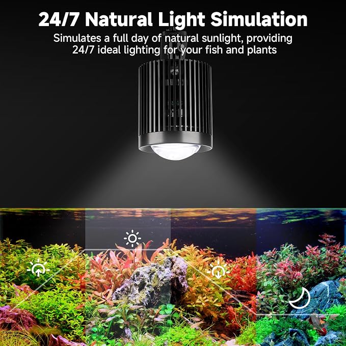 fishkeeper Clip On Aquarium Stream Light with 24/7 Mode(36W) | Fish Tank Light with Timer, DIY 3 Colors 10 Brightness, Full Spectrum Aquarium Light with Clamp for Freshwater Plants