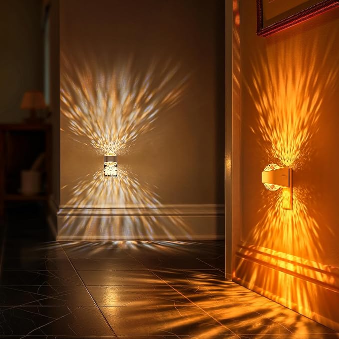 Night Light Plug into Wall, Color Changing Night Light for Kids | 3CCT Diamond Design Projector Nightlight, Dusk to Dawn Sensor for Nursery Bathroom Bedroom Gaming Room Decor Gift, 2 pack