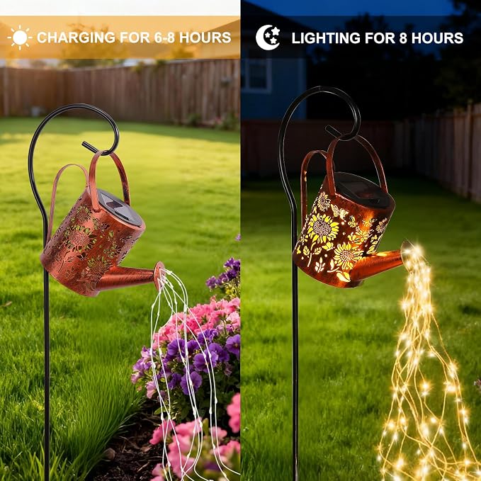 Sunflowers Solar Lights Outdoor Garden Sunflower Gifts, Gardening Gifts, Solar Watering Can Lantern Gifts for Mom Grandma Women, Patio, Yard, Pathway Lantern Decoration Gifts for Mom Grandma Women