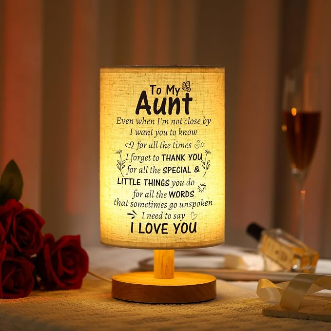 WSYEAR Aunt Birthday Gifts from Niece, Mothers Day Aunt Long Distance Gifts from Niece Nephew - Desk Bedside Lamp