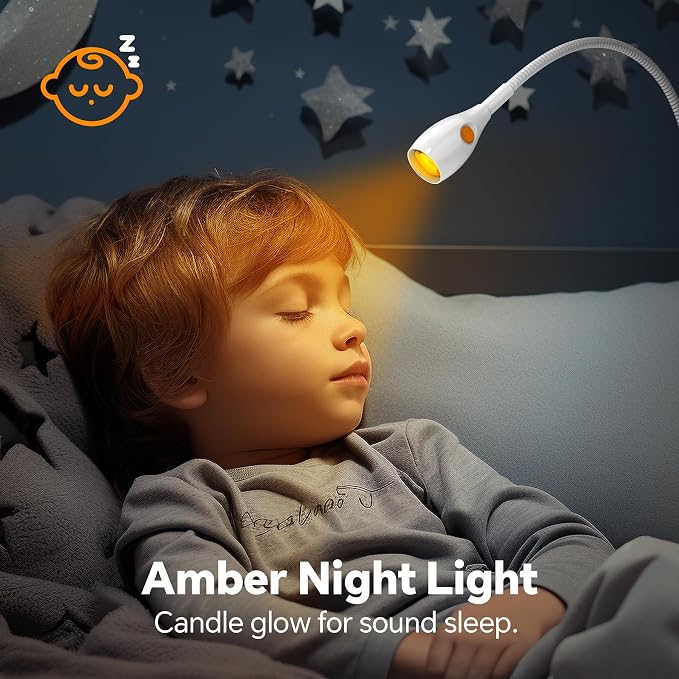 Wall/Headboard Mounted Reading Light with Lamp Head Switch | Minimalist Design, USB-C Powered, CRI 95+, 4000K + Amber Nightlight, 8–100% Dimmable,Metal Gooseneck,For Home Bedroom Bedside