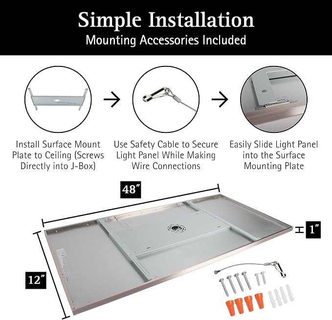 Ultralux 2x4 ft Surface Mount Ceiling Light Panel – Slim, Edge Lit, Flush Mount Flat Panel for Kitchen, Home & Office - TRIAC Dimmable, 3CCT Adjustable Color Temperature (Brushed Nickel, 2 Pack)