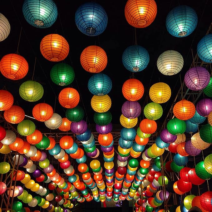 Non-Blinking Water Proof LED Mini Light Light up Paper Lanterns,Balloons,or Vase for Birthday Party or Wedding Decoration (Purple, Pack of 12)