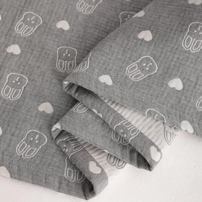 NTBAY 3 Layer Muslin Toddler Blanket, 30 x 40, Dark Grey Rabbit | Breathable Muslin Cotton Outer Layers with Light Thermal Fill, Reversible for Stroller, Daycare, Travel, and Supervised Use