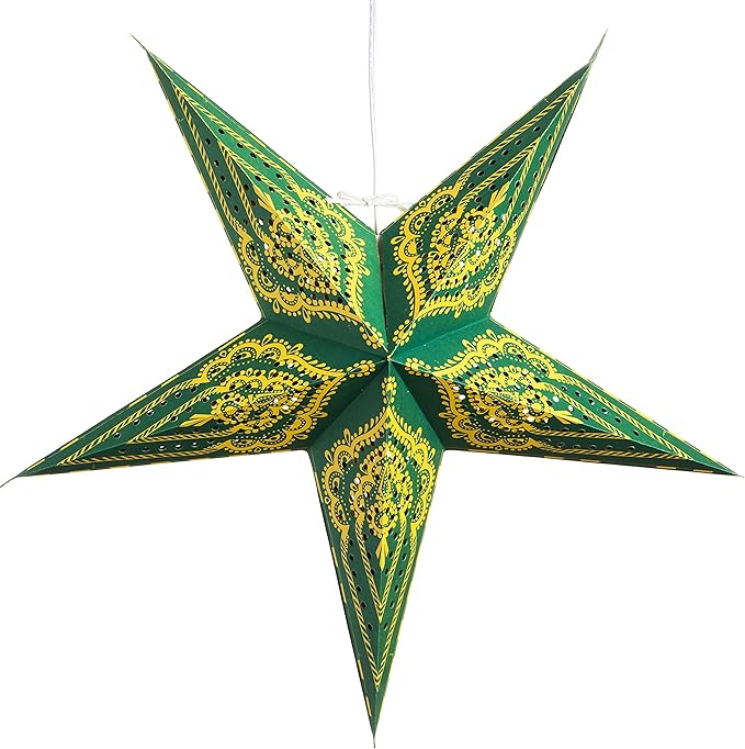 Hometown Evolution, Inc. Green Bandanna Paper Star Lantern with 12 Foot Power Cord Included