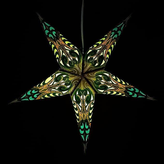 Green Obsession Paper Star Lantern with 12 Foot Power Cord Included