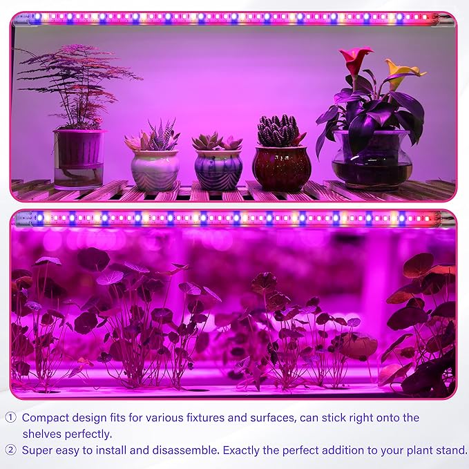 iPower 60W LED Plant Grow Light Strips Full Spectrum for Indoor Plants with Auto ON/Off 3/9/12H Timer, 10 Dimmable Levels 48 LEDs Per Tude, for Hydroponics Succulent, 4 Tubes, Mix