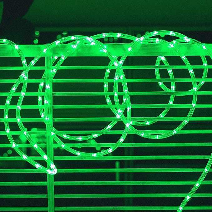 Waterproof LED Rope Lights, Connectable & Flexible with 8 Modes, Outdoor Lighting for Deck, Garden, Pool, Patio & Christmas Decor (Green, 100ft)