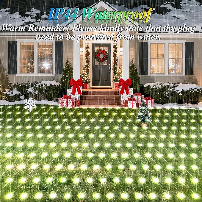 Lovelite 10ft x 10ft Net Lights, 280LED Gazebo Lights Outdoor 8 Modes Timer, Waterproof Connectable Christmas Light Clear Wire Large Size for Bushes Patio Pergolas Garden Holiday Party - Cool White