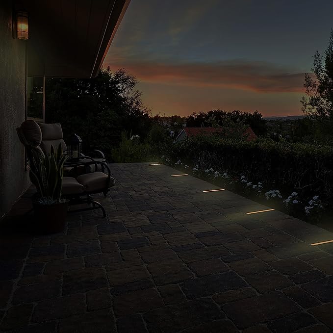 LUMENGY Paver Light Slim 0.5x8 Inch (0.55x7.87), 2700K Warm White, Glare-Free Linear Lighting for Driveways, Walkways and Paver Borders, 12V Hardwired, IP67 Waterproof, Drive-Over Rated