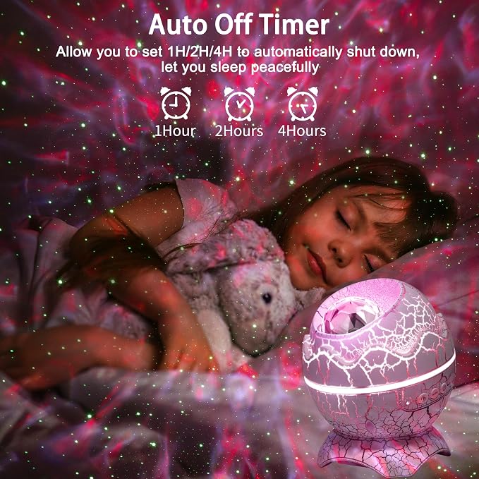Star Projector Night Light, AIRIVO Dinosaur Egg Ocean Wave Galaxy Projector for Bedroom with Music Speaker, White Noise, Timer and Remote, Ceiling Projection Lamp Room Decor Gift for Kids & Adults