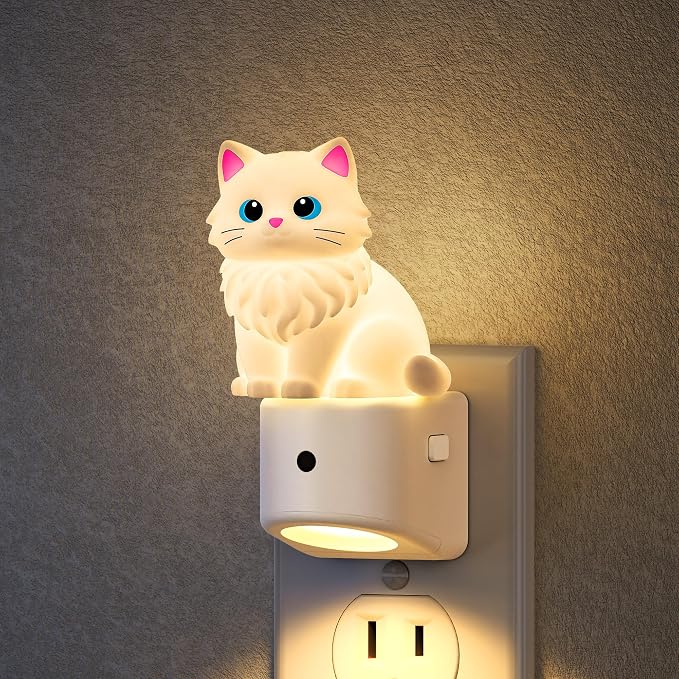 Night Light for Kids,Ragdoll Cat Kids Night Light,Kids Room Decor | 8 Colors+ Soft White 3000K Nightlight,Dusk to Dawn Sensor,Nightlights for Kids Room Bedroom,Kids Birthday Gift
