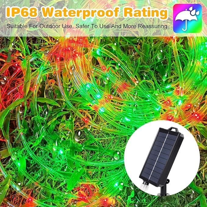 50FT 150 LED Solar Rope Lights, 18 Colors with Timer, 5 Modes, Waterproof Plug-in Remote Control Camping String Lights for Outside, Camping, Classroom, Party, Festival Decoration Solar Lights Outdoor