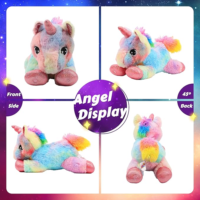 Easfan LED Unicorn Plush Light-up Stuffed Animal with Colorful Night Lights Glow in The Dark Birthday Festival for Kids Toddlers Girls Rainbow,10”