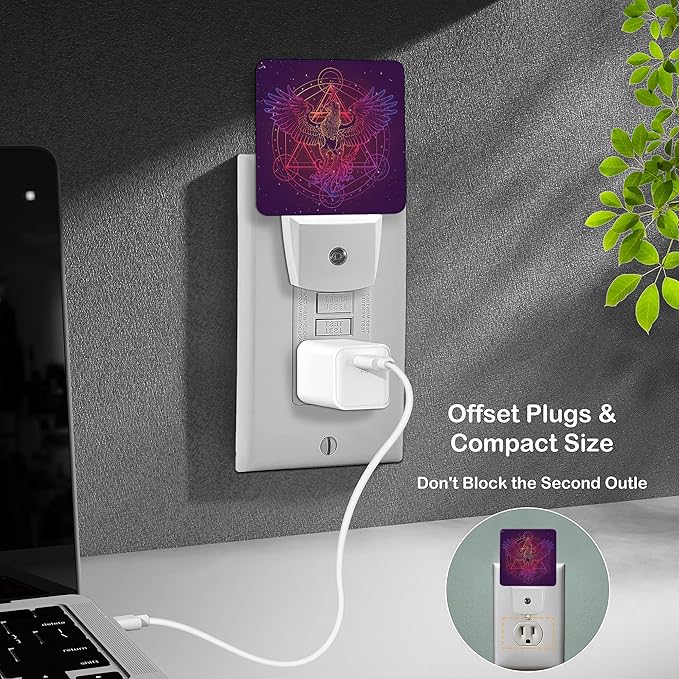 LED Night Light Lamp with Smart Sensor Dusk to Dawn Sensor,Phoenix Fantasy Night Light Daylight White,0.5W Plug-into Wall for Adults,Bedroom,Bathroom,Hallway,Kitchen