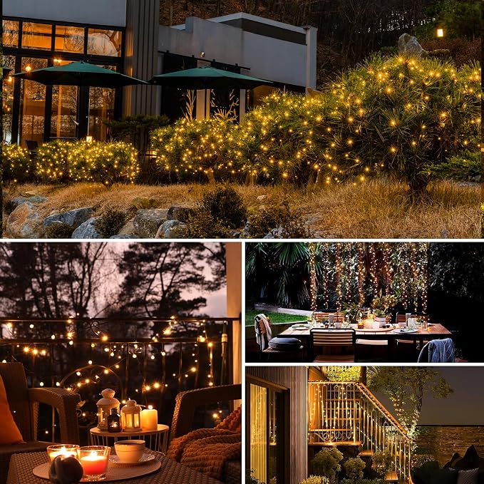 btfarm 2 Pack Solar String Lights Outdoor, Total 78FT 240LED Fairy Lights | Solar Twinkle Light Outside Waterproof, 8 Modes, Copper Wire Solar Powered for Christmas Garden Tree Wedding Party,Warm White