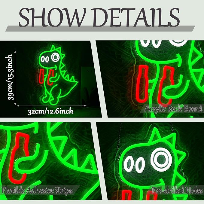 Dinosaur Beer Bottle Neon Sign USB Powered Beer Dinosaur Light Sign LED Cute Dino Neon Light for Wall Decor Man Cave Room Bar Pub Party Shop