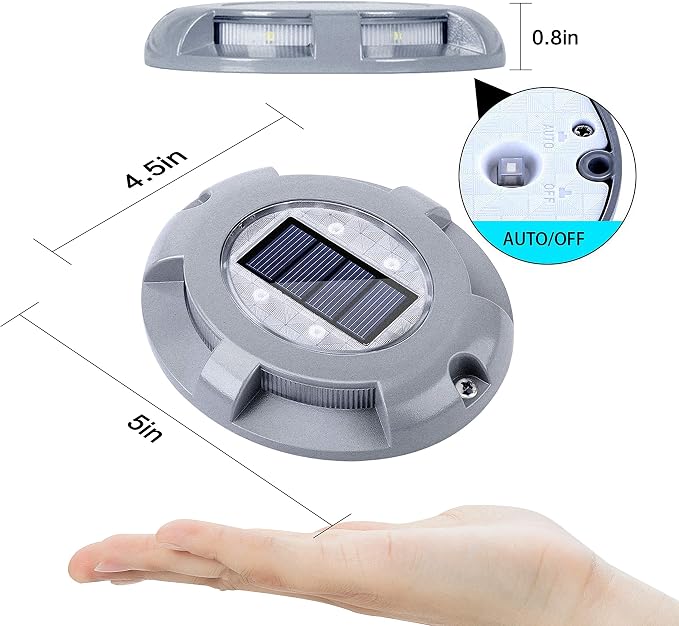 SIEDiNLAR Solar Deck Lights Driveway Dock Light LED Solar Powered Outdoor Waterproof Road Markers for Garden Step Sidewalk Stair Ground Pathway Yard 1 Pack (Blue)