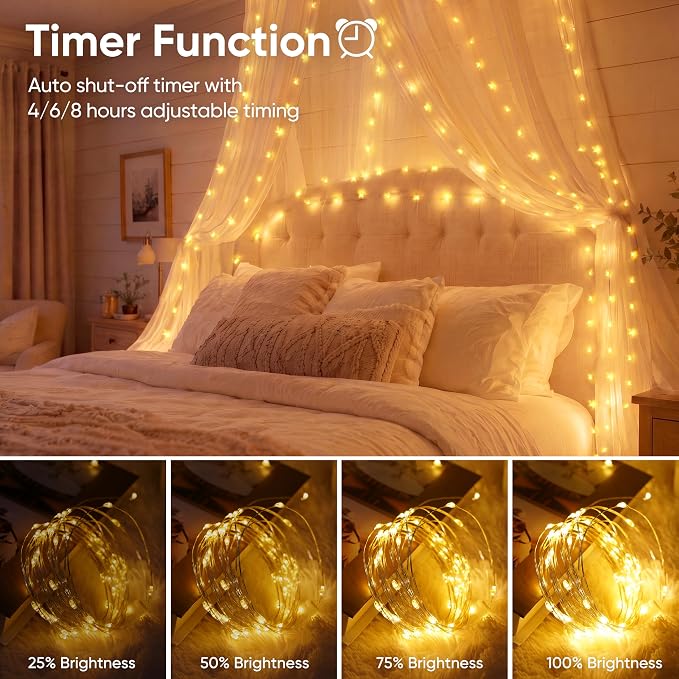 OMIKA Fairy Lights Plug in, 80FT 240 LED Fairy Lights with Remote, 150 Lighting Modes String Lights Indoor, RGB Colors+Warm White Fairy Lights for Bedroom Party Outdoor Decor