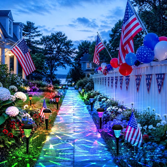 Solar Lights Outdoor Waterproof for Pathway, 8 Pack Color Changing | Solar Pathway Lights, Garden Light for Yard Patio Driveway Walkway Lawn Landscape Lighting for Outdoor Decorations