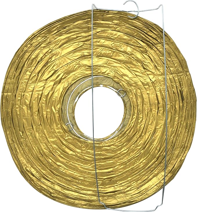 Mudra Crafts Gold Paper Lanterns Wedding Party Decorations - 12 in 10 Round Hanging Ceiling Lanterns, 10 Pack, Decorative Lamp Shades