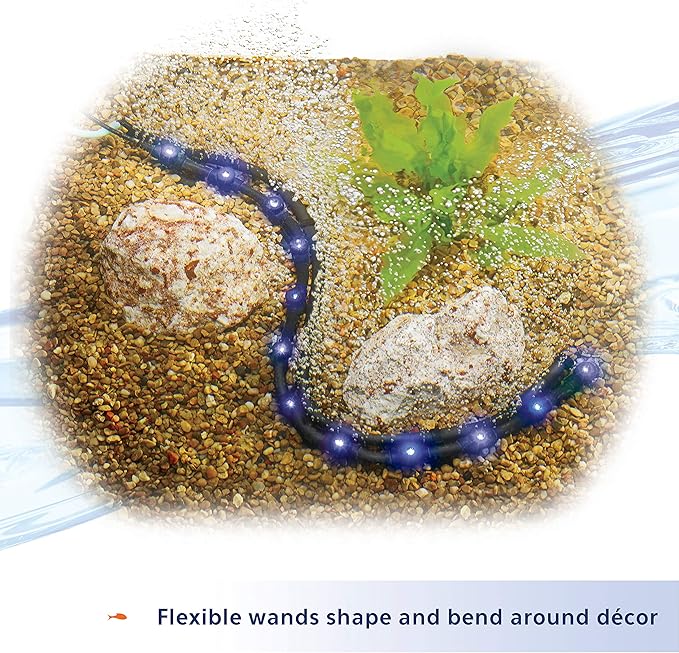 Aqueon Fish Tank Aquarium Flexible LED Accent Light and Bubble Wand, Blue, 14 Inch (Pack of 2)