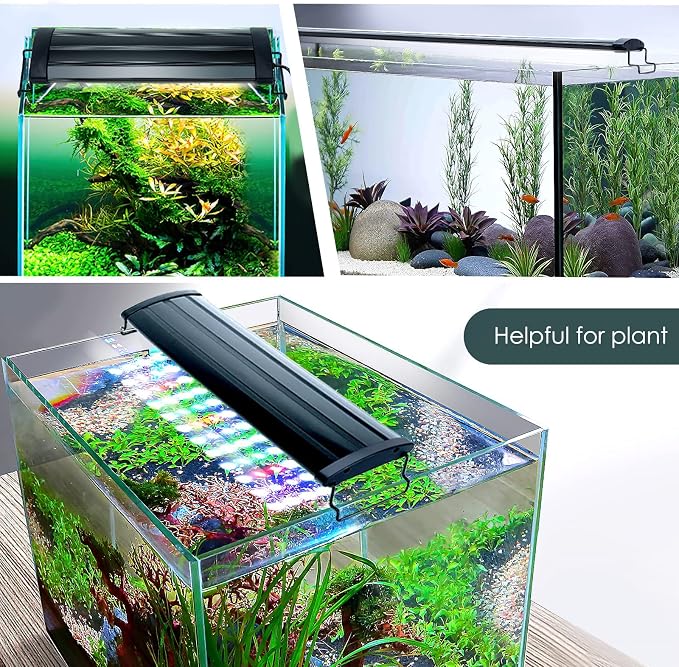 AQQA Aquarium Light,Full Spectrum LED Fish Tank Lights | 12"-54" Adjustable Multi-Color White Blue Red Green LEDs with Extendable Brackets,14W-31W for Freshwater Plants 17W (18"-24")