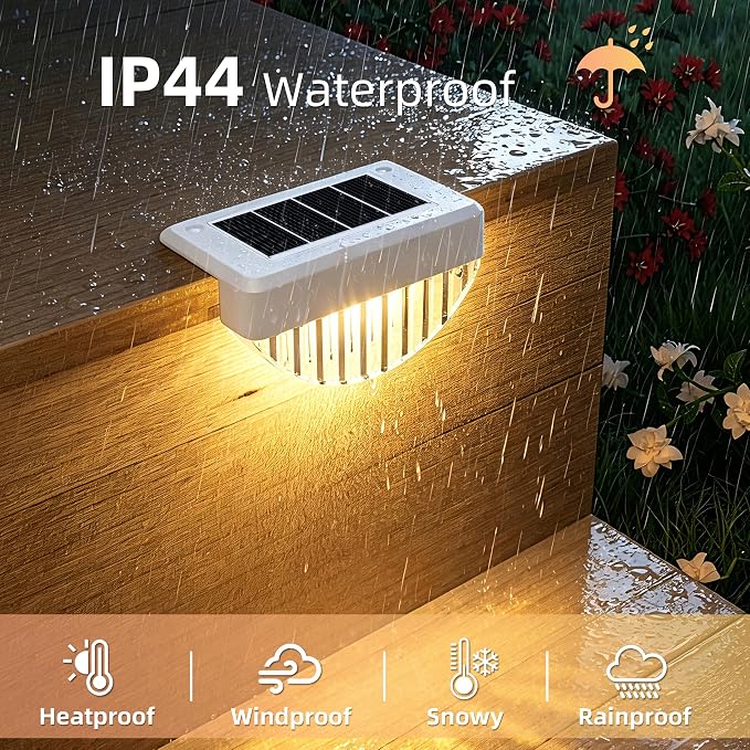 VOLISUN 12 Pack Solar Deck Lights Outdoor, Warm White LED Solar Step Lights for Outside, Waterproof Fence Light for Patio, Deck, Stairs, Yard, Pool and Porch (White)
