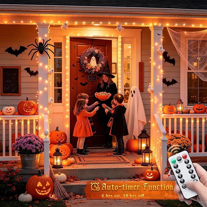 JMEXSUSS 100 LED USB Orange Fairy Lights Plug in, 33 Ft Orange Lights | Mini Twinkle Fall Lights for Indoor Fireplace Tree Autumn Thanksgiving Party Car Halloween Decor, Remote with 8 Modes, DIY