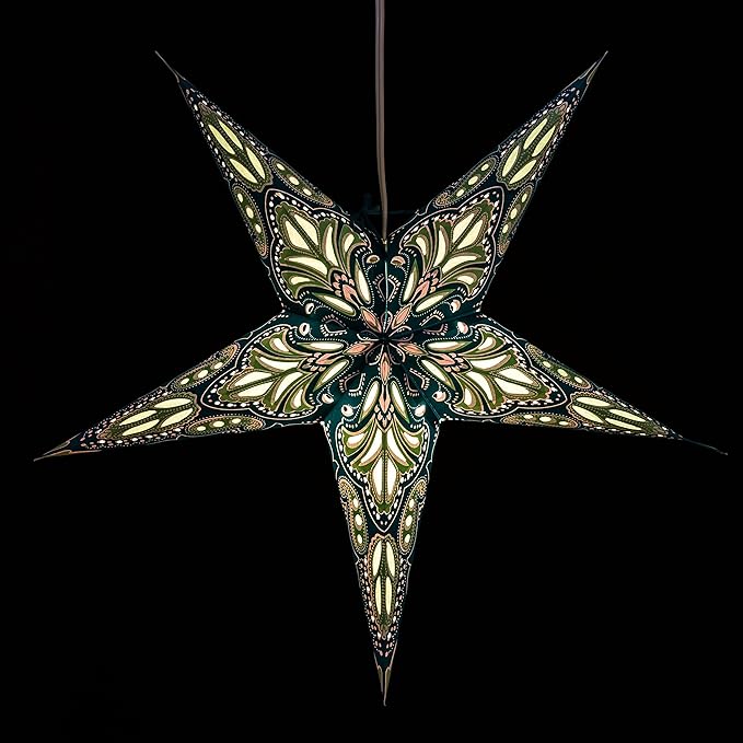 Lotus Paper Star Lantern with 12 Foot Power Cord Included