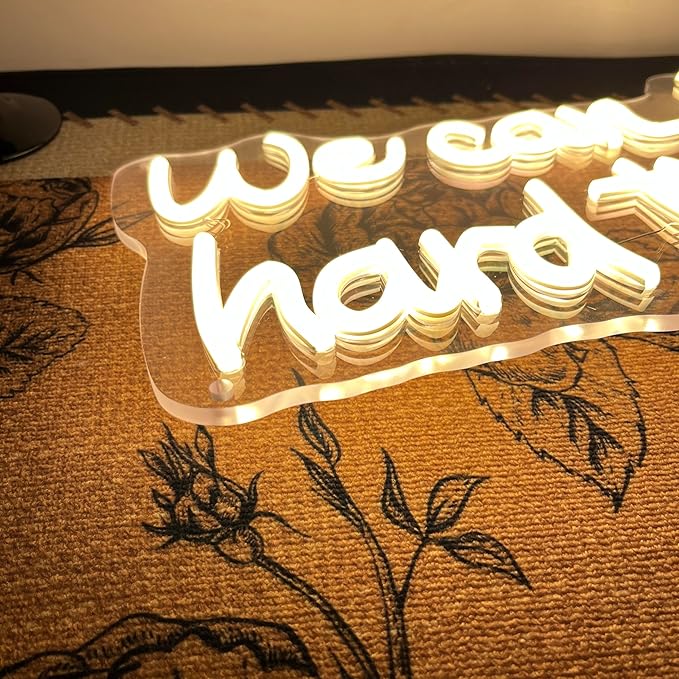 We Can Do Hard Things Neon Sign Warm White Dimmable LED Neon Signs for Kids Bedroom Inspirational Letter Neon Light for Office Classroom Lights up Signs For Wall Decor