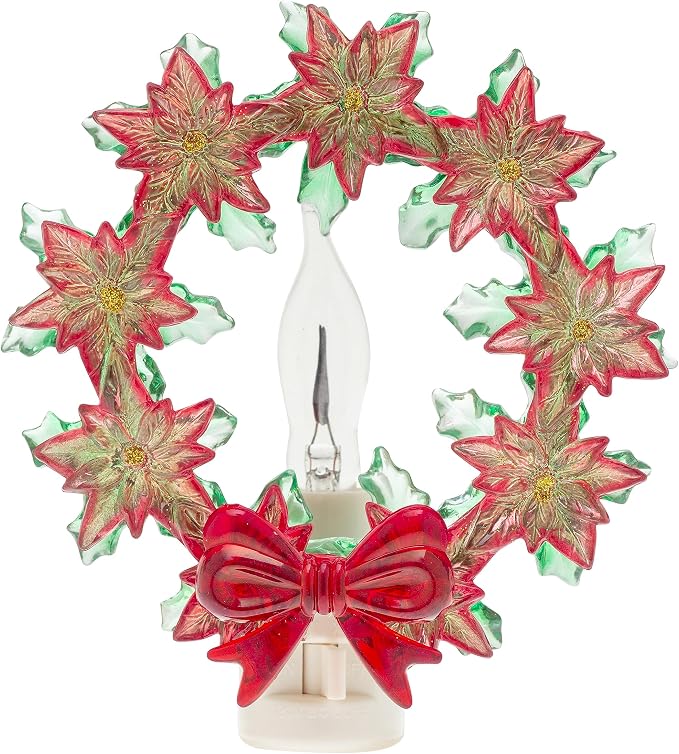 Creative Hobbies Holiday Wreath Night Light - Includes Rotational Socket with On/Off Switch