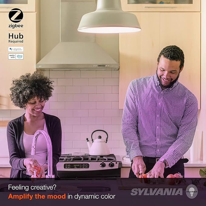 SYLVANIA SMART+ ZigBee Full Color and Tunable White A19 LED Bulb, Works with SmartThings, Wink, and Amazon Echo Plus, Hub Needed for Amazon Alexa and Google Assistant, 1 Count (Pack of 1) , Full Color