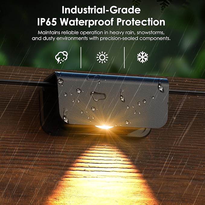 Deck Lights Outdoor, Fence Lights 10 Pack, Waterproof LED Step Lights for Outside, Backyard, Railing, Patio, Pool, Garden