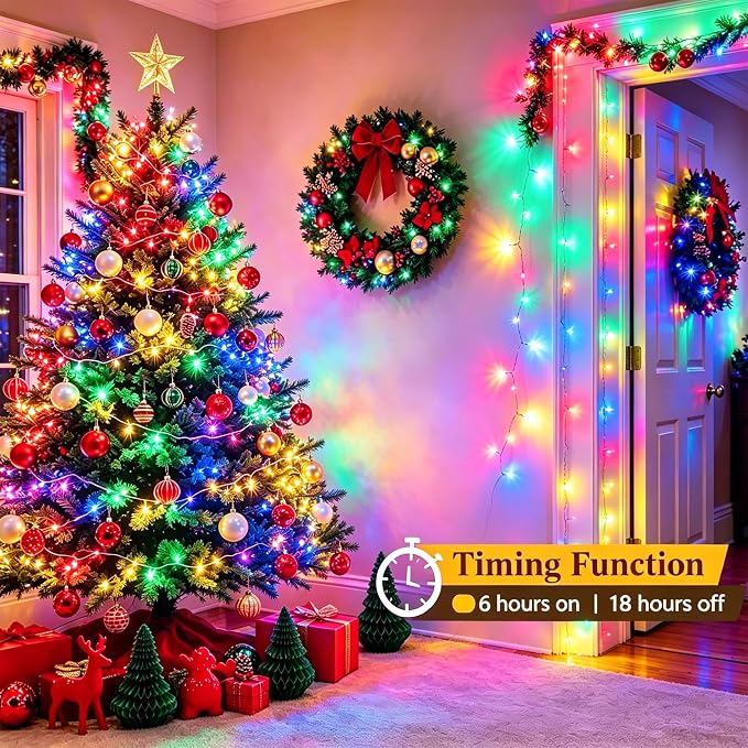 Multicolor String Lights for Indoor Bedroom, 33FT 100 LED Fairy Lights with 8 Modes & Memory, Plug in Twinkle Christmas Light, Waterproof for Outdoor Patio, Garden, Classroom, Dorm or Tree