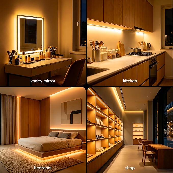 PAUTIX COB LED Strip Light 20ft/6.1m 3087LEDs Warm White 2000K CRI90+ High Lumen,DC24V Flexible LED Tape for Cabinet Home DIY Lighting Projects with 1pcs COB Connector Wire(Power Supply Not Included)