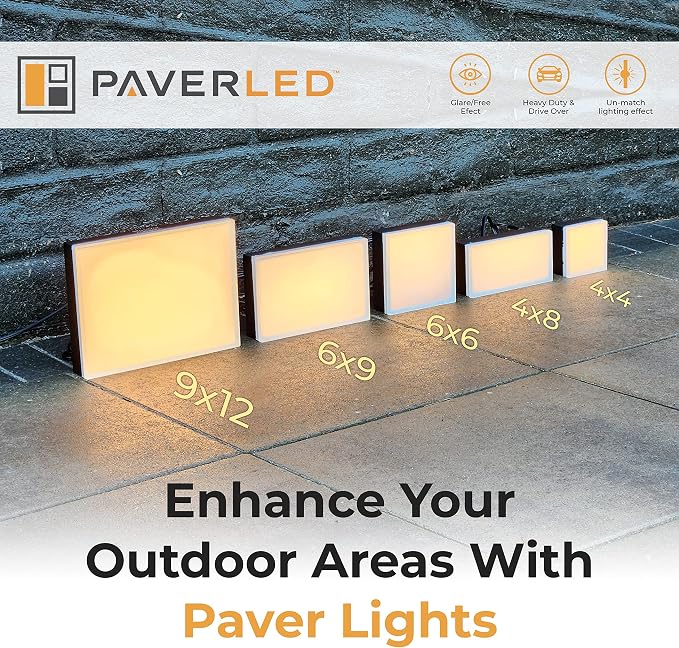 LUMENGY Paver Light 6x6 Inch (5.9x5.9), 2700K Warm White, Glare-Free Brick Lighting for Driveways, Walkways, Pool Decks and Patios, 12V Hardwired, IP67 Waterproof, Drive-Over Rated