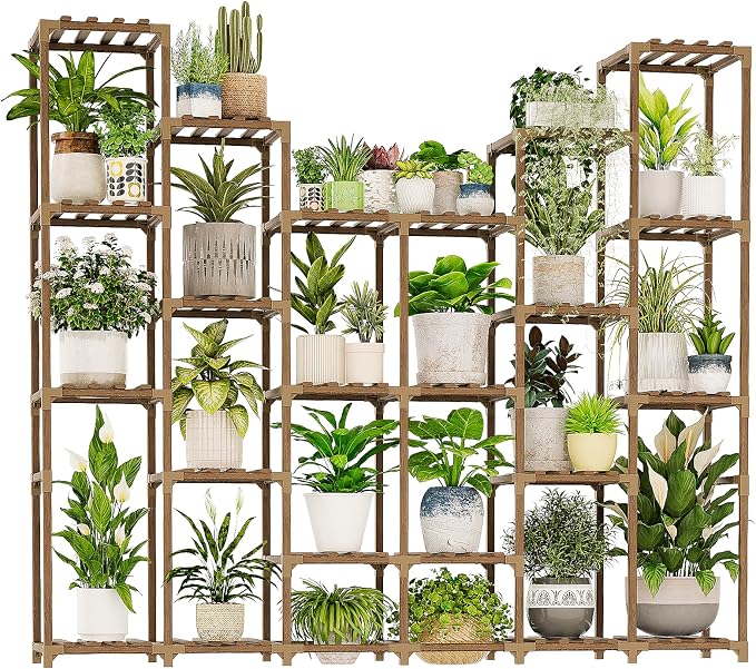 GENTINGBRO 22 Tiers Plant Shelf for Plants Large Indoor Plant Stand Plant Rack Extra Large Wood Plant Stands for Hanging Plant Holder for Patio Balcony Garden