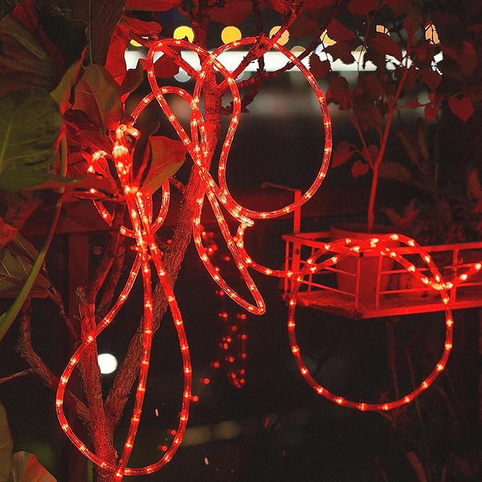 Waterproof LED Rope Lights, Connectable & Flexible with 8 Modes, Outdoor Lighting for Deck, Garden, Pool, Patio & Christmas Decor (RED, 20ft)
