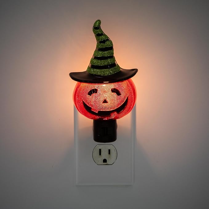 Creative Hobbies Pumpkin with Witch Hat Halloween Night Light - Includes 5W C7 and Rotational Socket with On/Off Switch