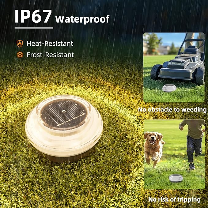 VOLISUN Mini Solar Pathway Lights Outdoor,16 Pack Flat Solar Ground Lights | IP67 Waterproof Solar Powered Disc Lights,Landscape Lighting for Garden Yard Walkway Luces Patio Driveway,Warm White