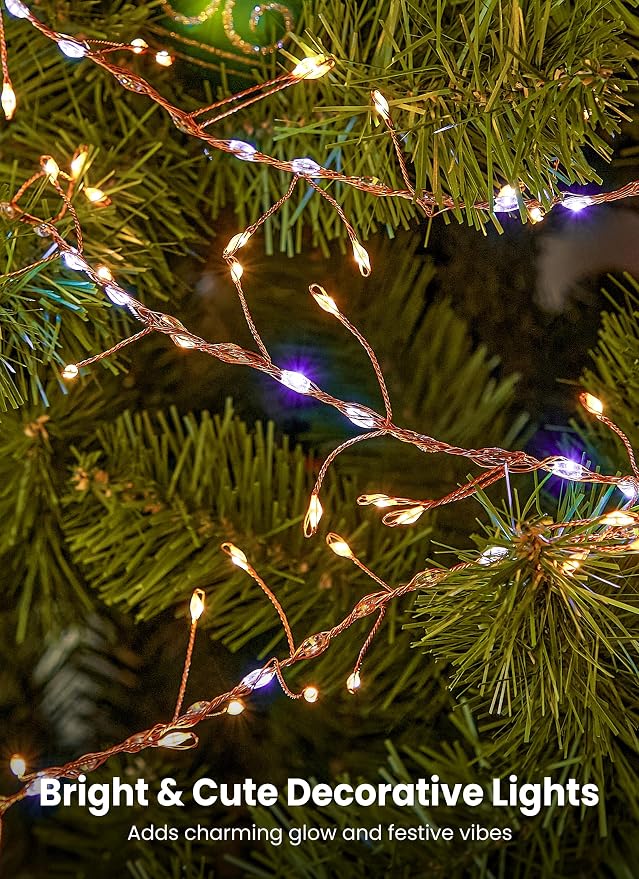 Flowing Fairy Lights Plug in with 14 Modes, 10FT 388LED Twinkle String Lights Indoor, Christmas Tree Lights Indoor Waterproof for Bedroom Christmas Home Room Decor, Warm White + Cool White