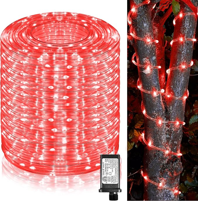 164FT 500 LED Rope Lights for Outside, Red Rope Lights Indoor | Waterproof 8 Modes Plug in Outdoor Tube Lights for Room Garden Patio Pool Landscape Party Camping Decorations