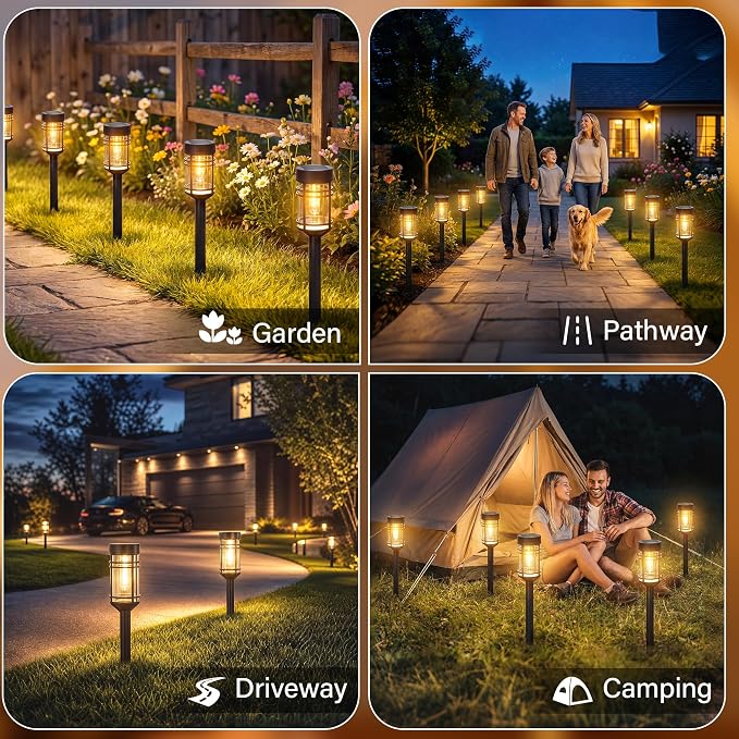 Ollny Solar Pathway Lights Outdoor 6 Packs, Solar Garden Lights IP65 Waterproof, LED Solar Powered Path Light Auto On/Off, Landscape Lighting for Yard Walkway Driveway Porch Outside Decor