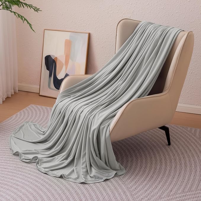 Amazon Basics Cooling Blanket for Hot Sleepers, Reversible Lightweight Thin Throw Blanket for Bed, Couch and Sofa, Twin XL (60" x 90"), Gray