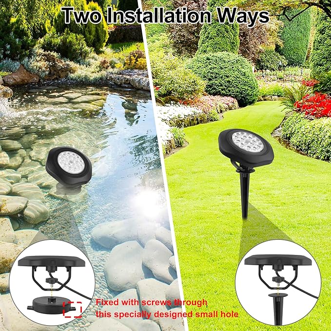 RGBW Pond Lights with Timer, 18 LED Super Bright Underwater Submersible Fountain Lights Color Changing Spotlights, Remote Control IP68 Waterproof for Fish Aquarium Tank Garden Pool (Set of 5)