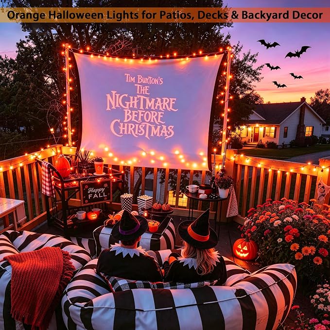 JMEXSUSS 300 LED Orange Lights for Halloween Indoor Outdoor Decor | 99FT Orange Christmas Lights Clear Wire Plug in for Fall Party RV Patio Yard Halloween Tree Decorations