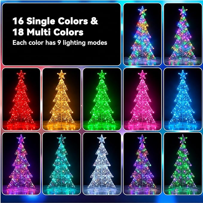 Color Changing Fairy Lights Battery & USB Operated, 2 Pack Total 66FT 200LED RGB 34 Colors Christmas Lights with Remote, Waterproof Twinkle Lights Green Wire for Xmas Tree Indoor Outdoor Party Decor